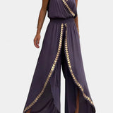 Lorena | Suknelė Mono su Auksiniais Akcentais ir Iškirptėmis