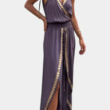 Lorena | Suknelė Mono su Auksiniais Akcentais ir Iškirptėmis