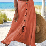 Ilga pusiau skaidri sijonas su iškirpte