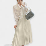 Ilga Plisuota Sijonas iš Satino