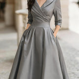 Laura - Elegantiškas ilgomis rankovėmis midi suknelė