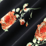 Glória | Juodas Midi Suknelė su Gėlėmis