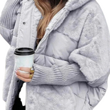 Dominika | Šiltas pūkinis paltas su gobtuvu