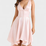 Élodie | Suknelė Romantiška Švelni Blizgi Satino & Delikati Nėriniai