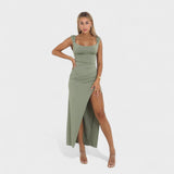 Sarella - Ilga suknelė su atvirais nugaros ir kaspinu