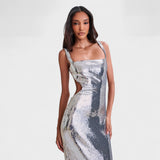 Šventinis suknelė Sparkle Silver - Naktinė versija