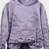 Minkštas megztinis su kapišonu žaliai nėriniuota