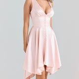 Élodie | Suknelė Romantiška Švelni Blizgi Satino & Delikati Nėriniai