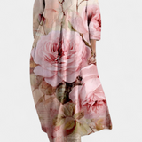 Anne | Skystas Suknelė su V formos Iškirpte ir Spalvingu Raštu