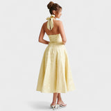 Halina - Midi suknelė su korsetu ir volanais