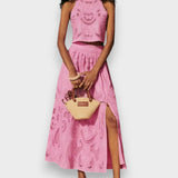 Moise | Rožinė Nėrinių Komplektas