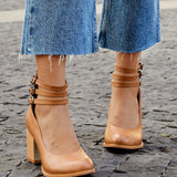 Casilda | Lygios sandalai su dirželiu ant kulkšnies ir storu padu