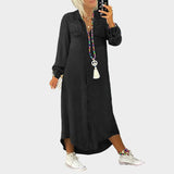 Ilga džinsinė suknelė su ilgomis rankovėmis