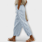 Zoey - Spausdintos kelnės su vynuogių lapų raštu