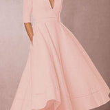 Laura | Midi suknelė moterims su A formos kirpimu, V formos iškirpte