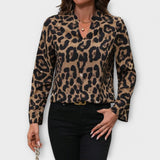 Kat |Kasdienė Leopardo Blusa su iškirpte