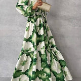 Gabriela | Ilga Elegantiška Suknelė su Ilgomis Rankovėmis ir V Formos Iškirpte