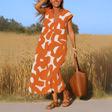 Magda| Laisvas suknelė su V formos iškirpte