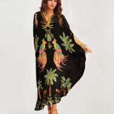 Alessandra | Ilga suknelė su juodais ir rožiniais araukais