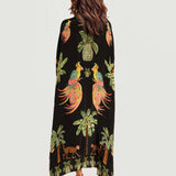 Alessandra | Ilga suknelė su juodais ir rožiniais araukais