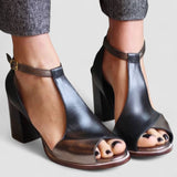 Nadaria | Juodos aukštakulnės sandalos su atvira pirštų dalimi ir patchwork dizainu