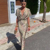 Constança | Gėlių Suknelė su Plisuotomis Detailem ir V Formos Iškirpte