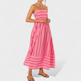 Isabel - Ilga dryžuota suknelė