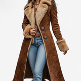 Rūta - Ilgas vintage paltas su sintetiniu kailiu