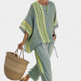 Lorena | Boho Komplektas Iš Lino Ir Bambuko, Elegantiška Levanda