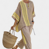 Lorena | Boho Komplektas Iš Lino Ir Bambuko, Elegantiška Levanda