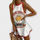 Camila | Trumpas Suknelė Su Lengvu Ir Elegantišku Saulės Raštu