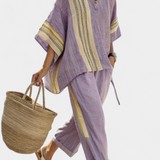 Lorena | Boho Komplektas Iš Lino Ir Bambuko, Elegantiška Levanda