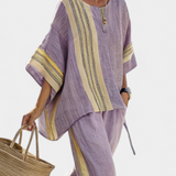 Lorena | Boho Komplektas Iš Lino Ir Bambuko, Elegantiška Levanda