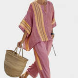 Lorena | Boho Komplektas Iš Lino Ir Bambuko, Elegantiška Levanda