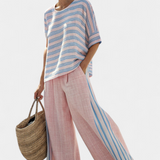 Cecília | Patogus bambuko lino komplektas Daisy rožinės spalvos