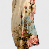 Anne | Skystas Suknelė su V formos Iškirpte ir Spalvingu Raštu