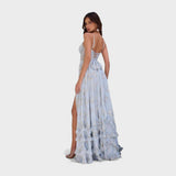 Florencija - Ilga bohemiška suknelė su skeltuku ir volanais.