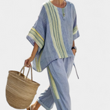 Lorena | Boho Komplektas Iš Lino Ir Bambuko, Elegantiška Levanda