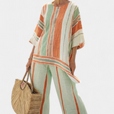 Dalila | Elegantiškas bambuko lininis kostiumas su dryžiais