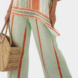 Dalila | Elegantiškas bambuko lininis kostiumas su dryžiais