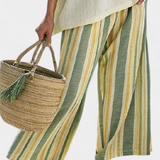 Olívia| Bambuko Lino Komplektas Su Alyvuogių Juostomis