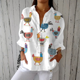 Noëlle | Lengva palaidinė su linksma viščiukų spauda