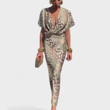 Constança | Gėlių Suknelė su Plisuotais Elementais ir V Formos Iškirpte