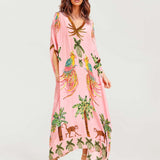 Alessandra | Ilga suknelė su juodais ir rožiniais araukais