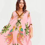 Alessandra | Ilga suknelė su juodais ir rožiniais araukais