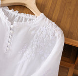 Kissina | Išsiuvinėta medvilninė ir lino blusa