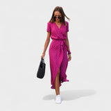 Rožinis Lirio Suknelė - Boho Chic Stilius