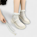 Perlas - Prabangūs perliniai Mary Jane odiniai batai