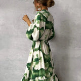 Gabriela | Ilga Elegantiška Suknelė su Ilgomis Rankovėmis ir V Formos Iškirpte