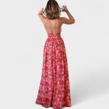 Floraria - Ilga suknelė su halteriu ir atvirais nugaros kraštais